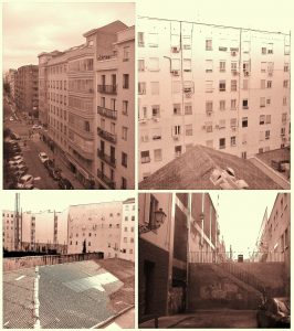Cuatro vistas de cómo se iba llenando el espacio de la retícula del Ensanche entre las calles de Guzmán el Bueno y de Bravo Murillo.